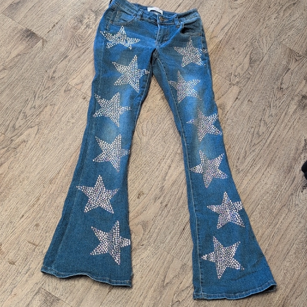 Blue Star-Embellished Austin Landing Bell Bottoms